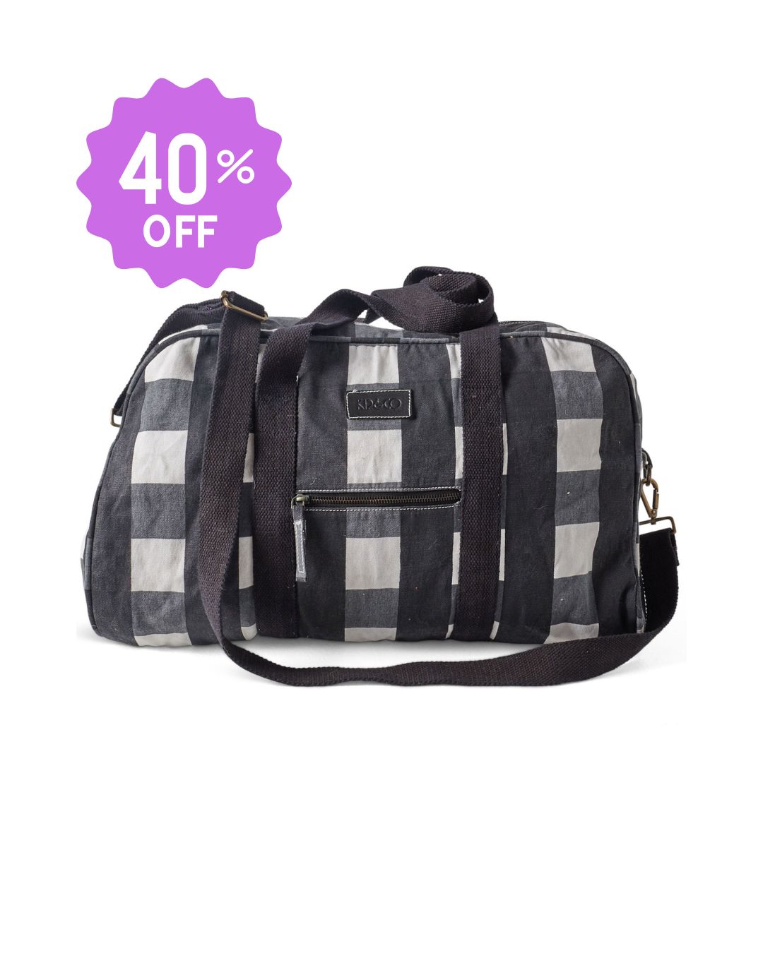 Kip & Co - Black & White Gingham Duffle Bag