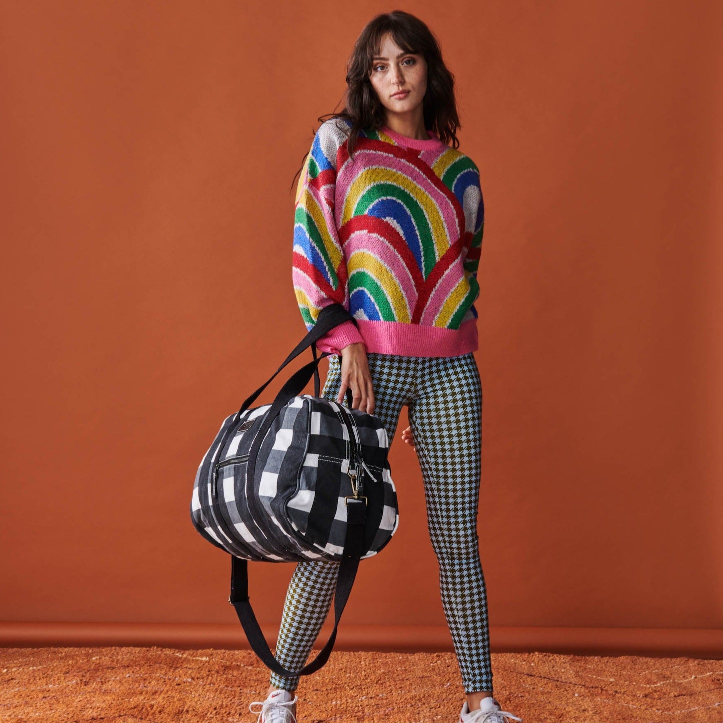 Kip & Co - Black & White Gingham Duffle Bag