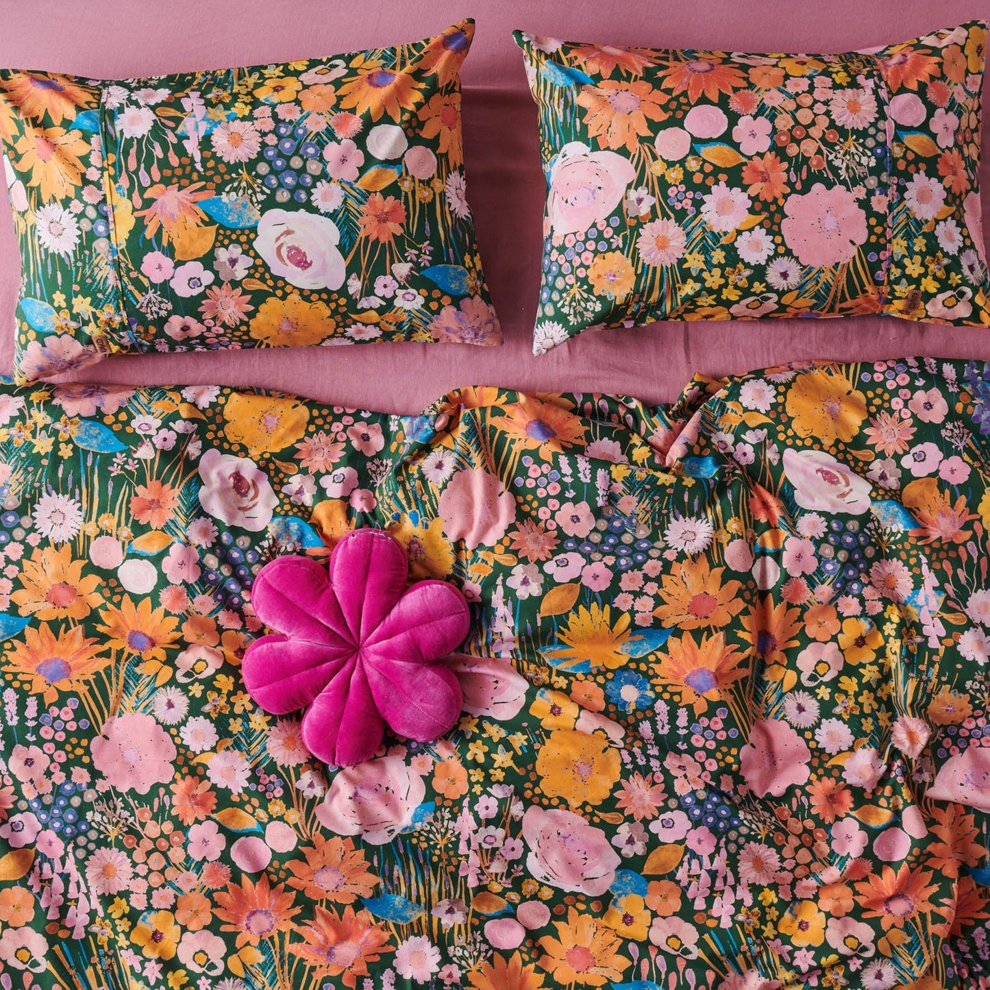 Kip&Co - Raspberry Velvet Petal Cushion