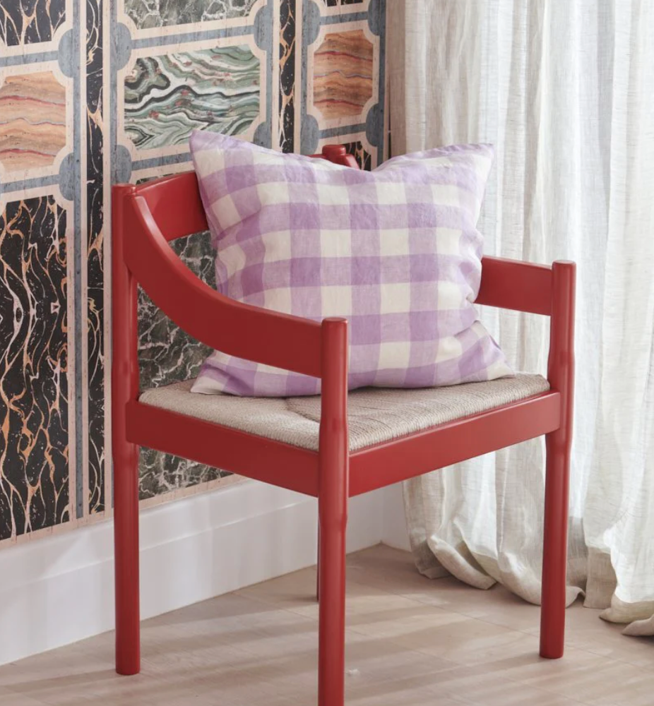 Society of Wanderers - Lilac Gingham Cushion 50cm x 50cm