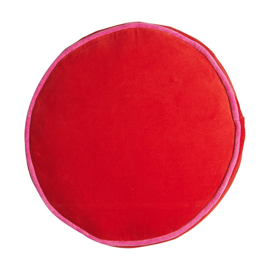 Sage x Clare - Castilo Round Velvet Cushion - Scarlet