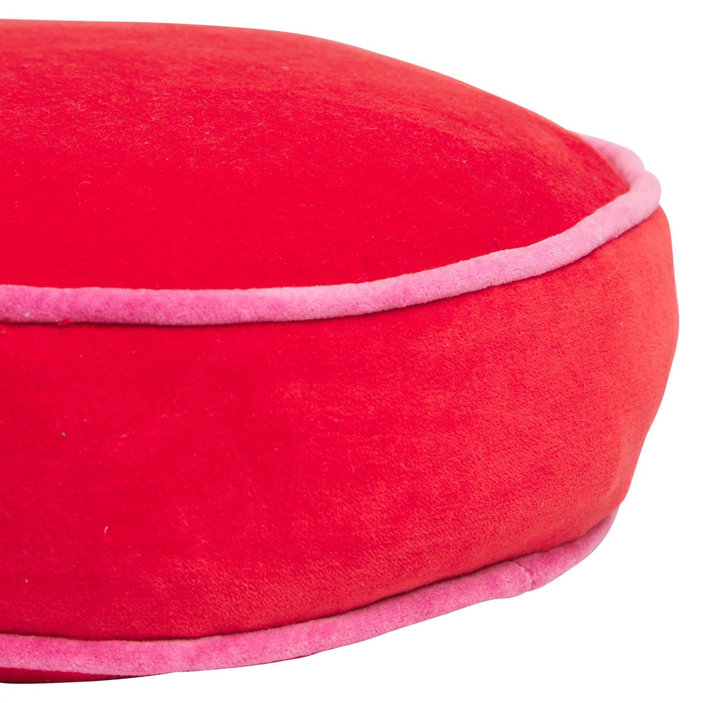 Sage x Clare - Castilo Round Velvet Cushion - Scarlet